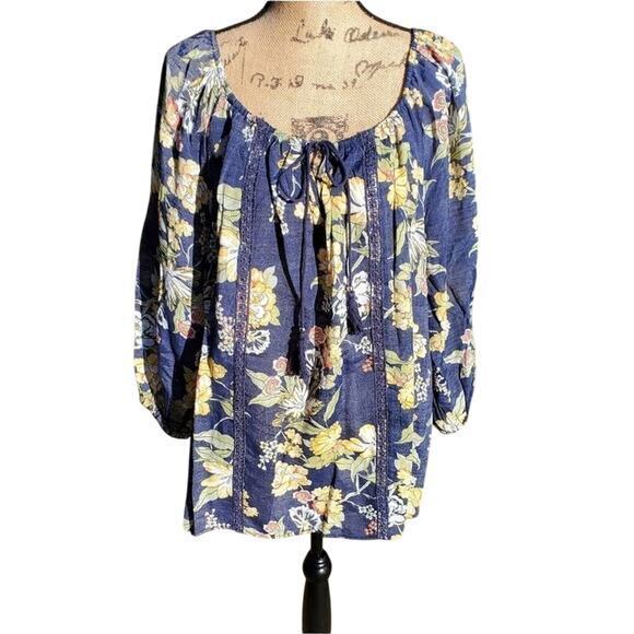 Jennifer Grace Tops - UNIQUE spectrum floral lace boho peasant blouse plus size 3X NEW!!!!